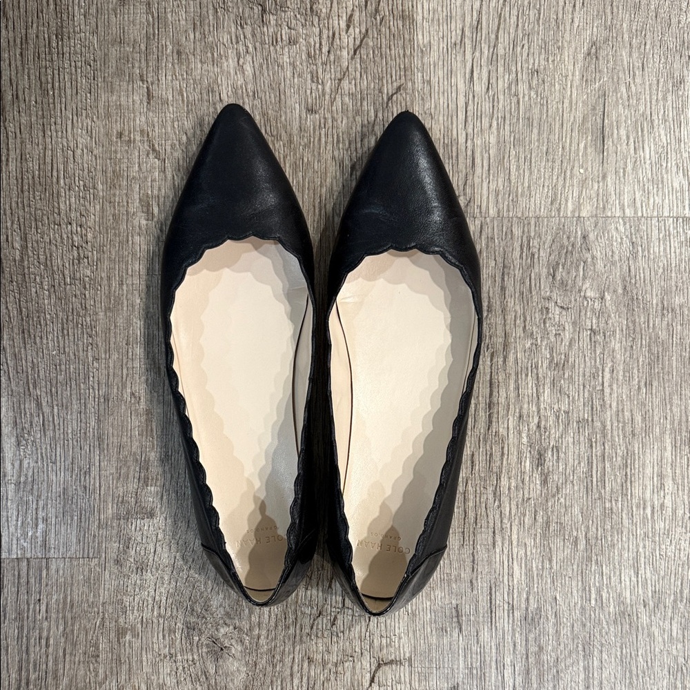 Cole Haan Black Scalloped Flats